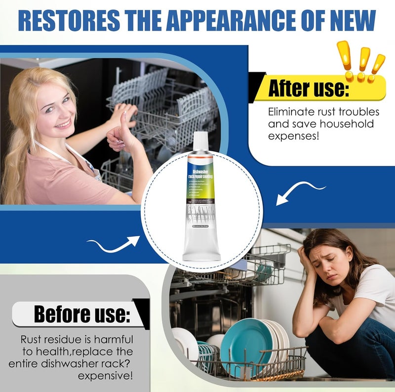 Avenuebool 1.7oz Dishwasher Rack Repair Coating, Grey Dishwasher Vinyl Rack Rust Touch Up Paint Kit, Insulation and Waterproof, High and Low Temperature Resistant - Image 3